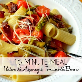 Pasta with Asparagus, Tomatoes & Bacon