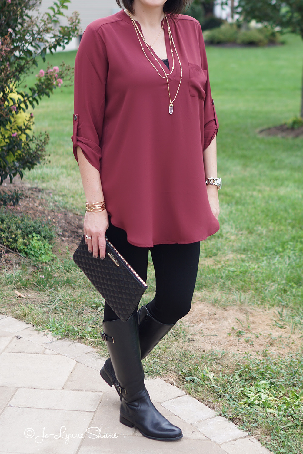Fall Outfit Ideas Tunic + Leggings + Riding Boots