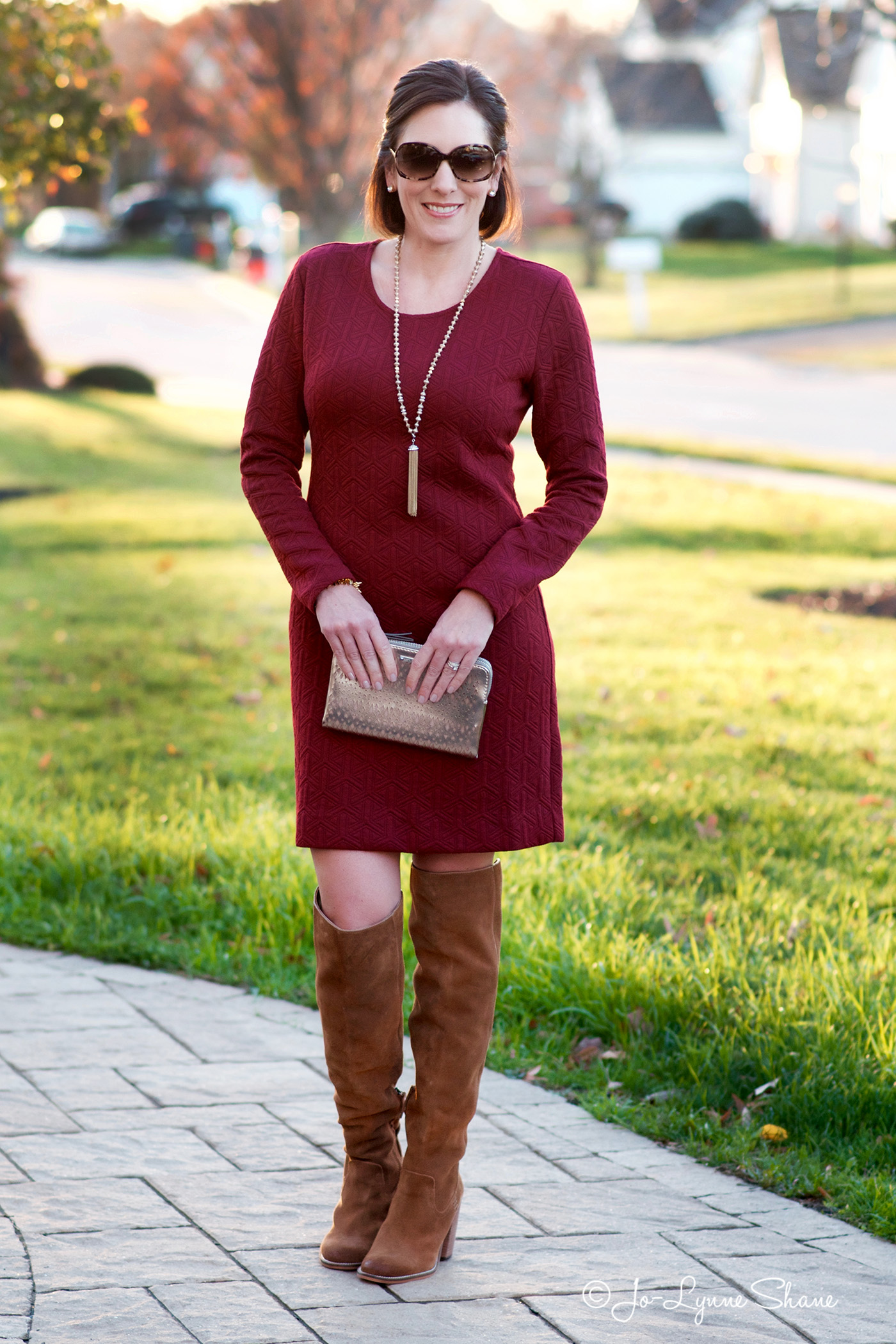 Winter Party Outfit OTK Boots Shift Dress