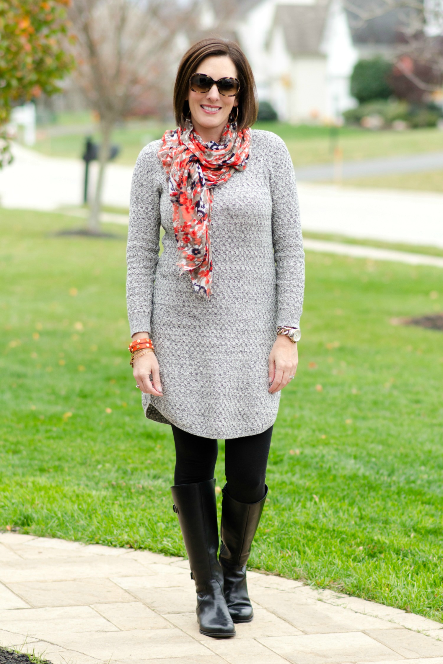 Sweater dress with leggings hotsell and boots